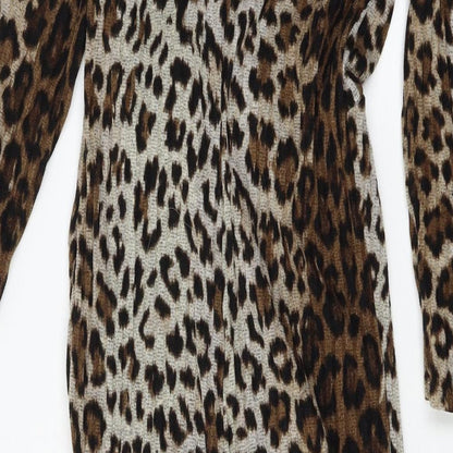 Bershka Womens Brown Animal Print Jersey Bodycon  Size XS