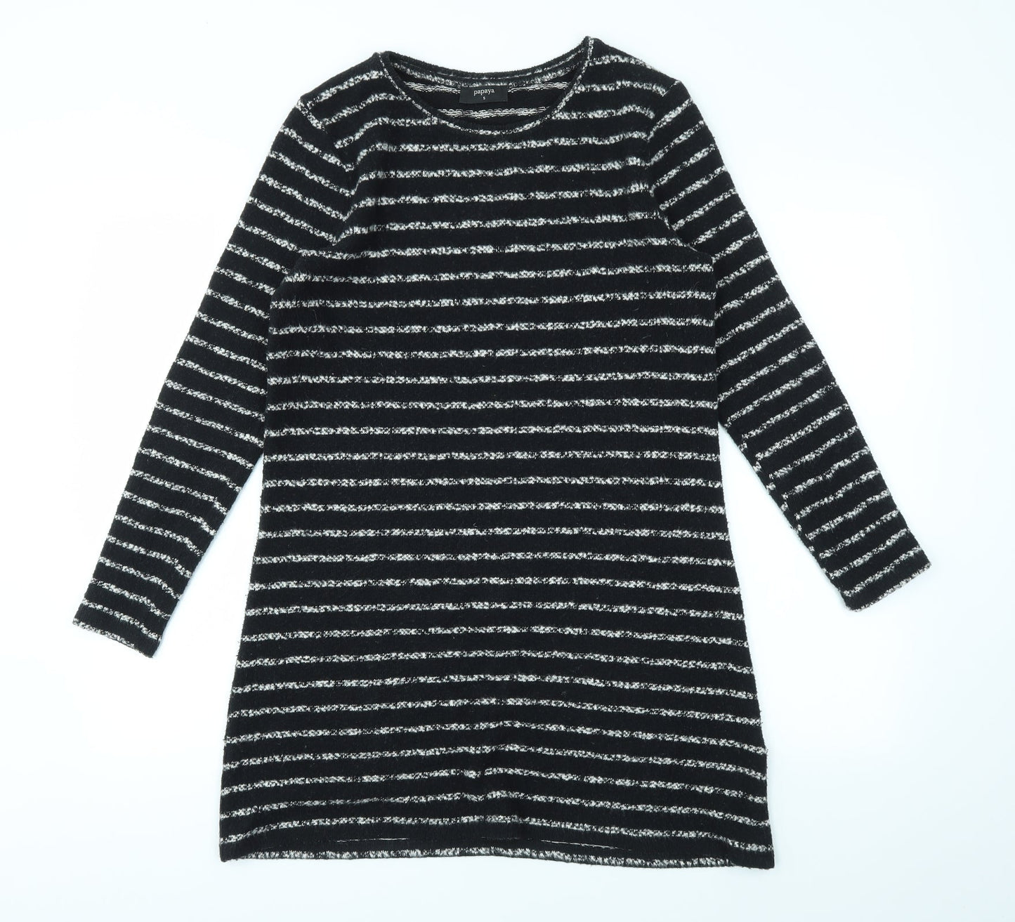 Papaya Womens Black Striped  Fit & Flare  Size S