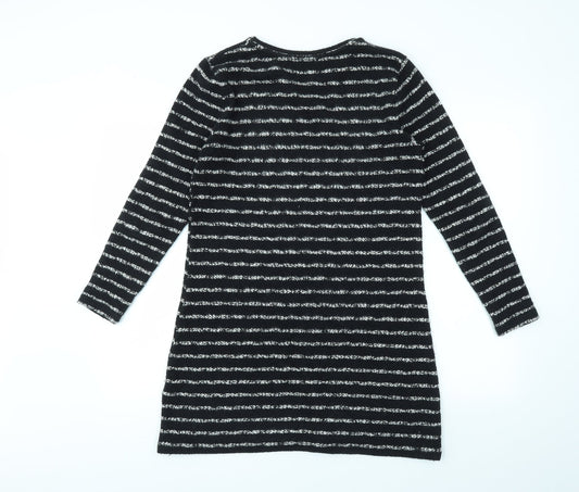 Papaya Womens Black Striped  Fit & Flare  Size S