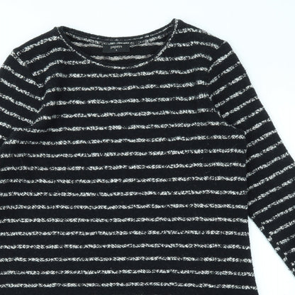 Papaya Womens Black Striped  Fit & Flare  Size S