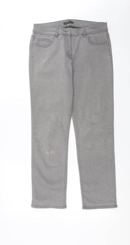 Womens UK Size 12 Preworn Slim Fit Straight Grey Jeans