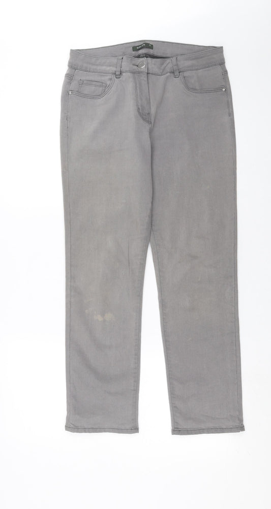 Womens UK Size 12 Preworn Slim Fit Straight Grey Jeans