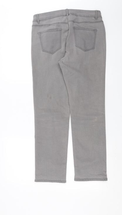 Womens UK Size 12 Preworn Slim Fit Straight Grey Jeans