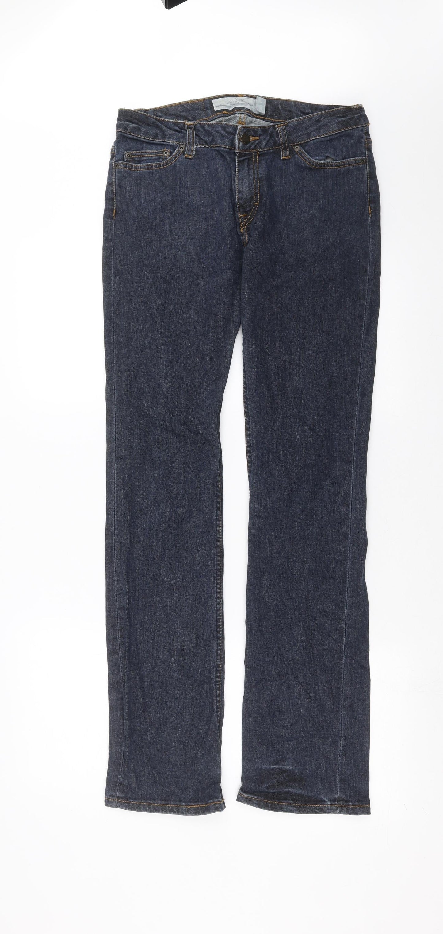 Womens UK Size 29 in H&M Regular Fit Straight Blue Jeans
