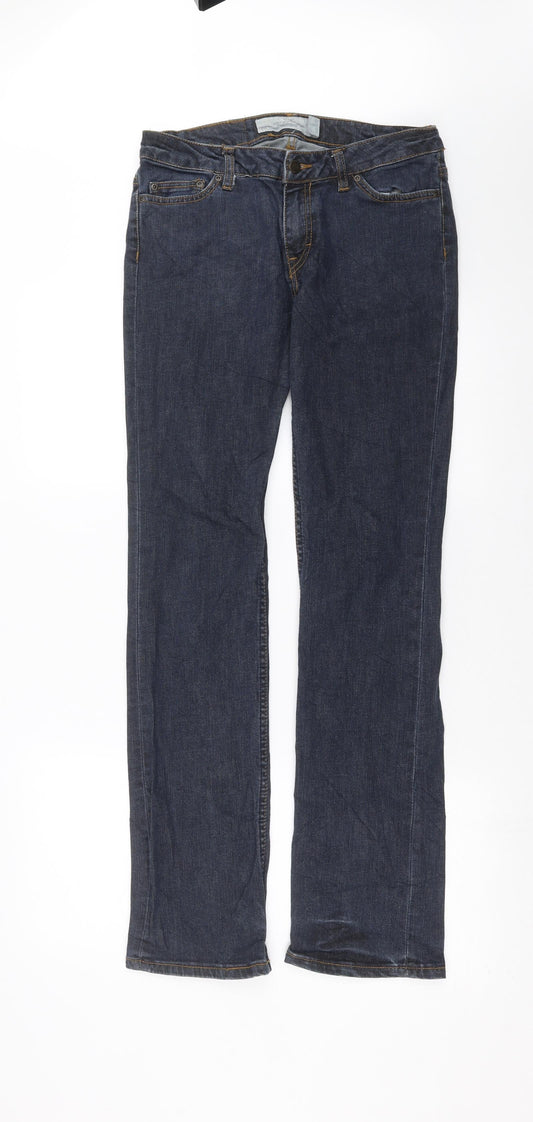 Womens UK Size 29 in H&M Regular Fit Straight Blue Jeans