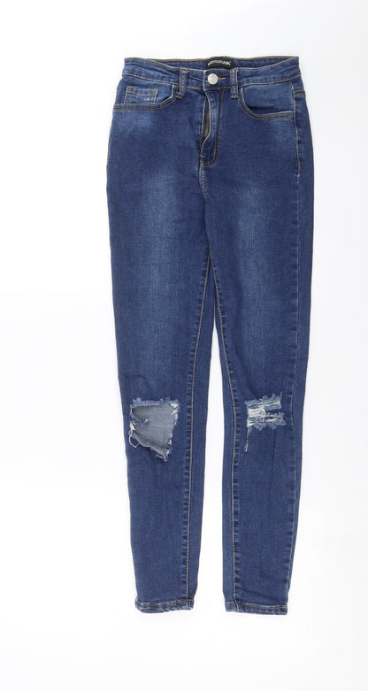 PRETTYLITTLETHING Womens Blue  Denim Skinny Jeans Size 4 L26 in