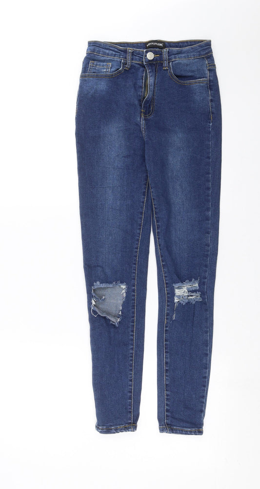 PRETTYLITTLETHING Womens Blue  Denim Skinny Jeans Size 4 L26 in