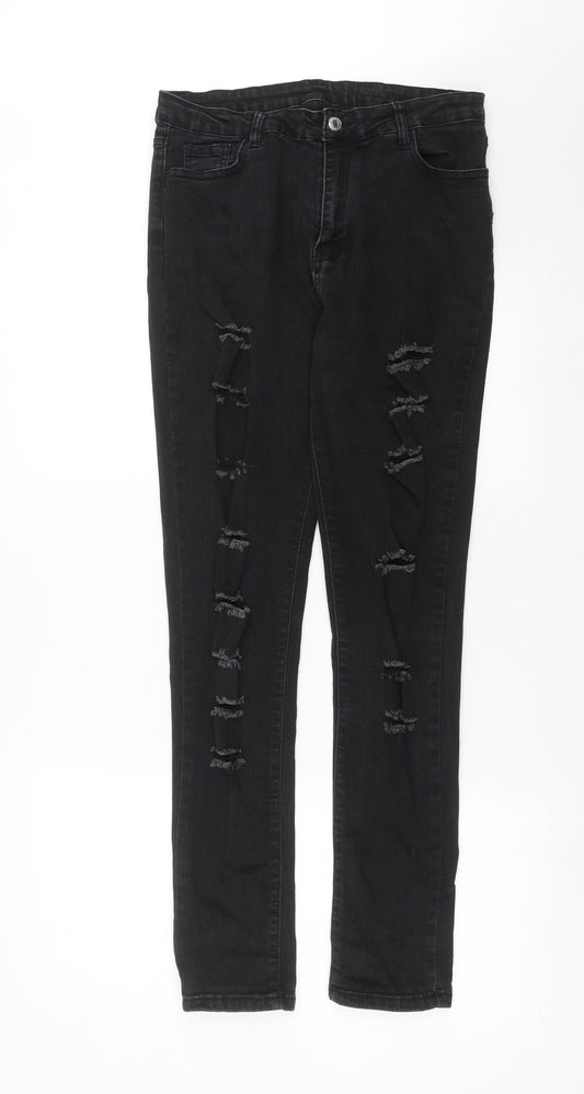 SheIn Womens Black  Denim Skinny Jeans Size L L30 in