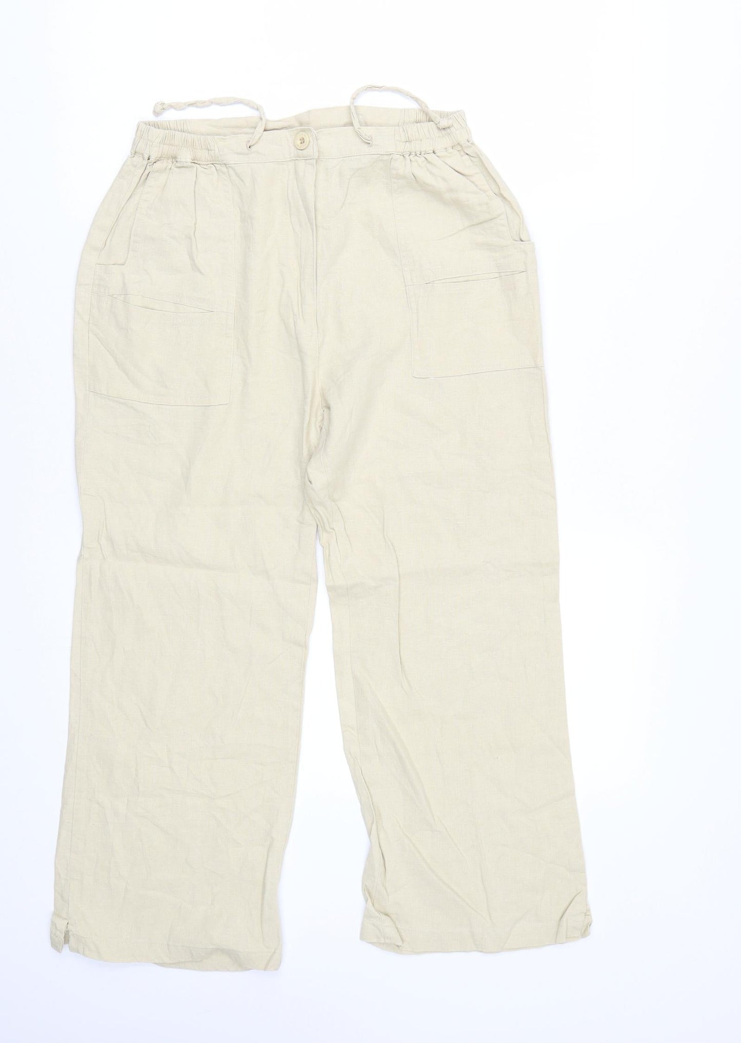 Womens UK Size M Preworn Regular Fit  Beige Trousers