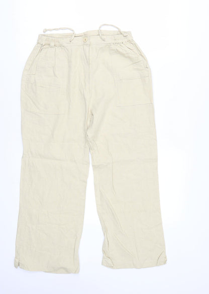 Womens UK Size M Preworn Regular Fit  Beige Trousers