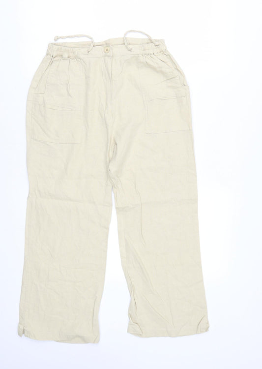 Womens UK Size M Preworn Regular Fit  Beige Trousers