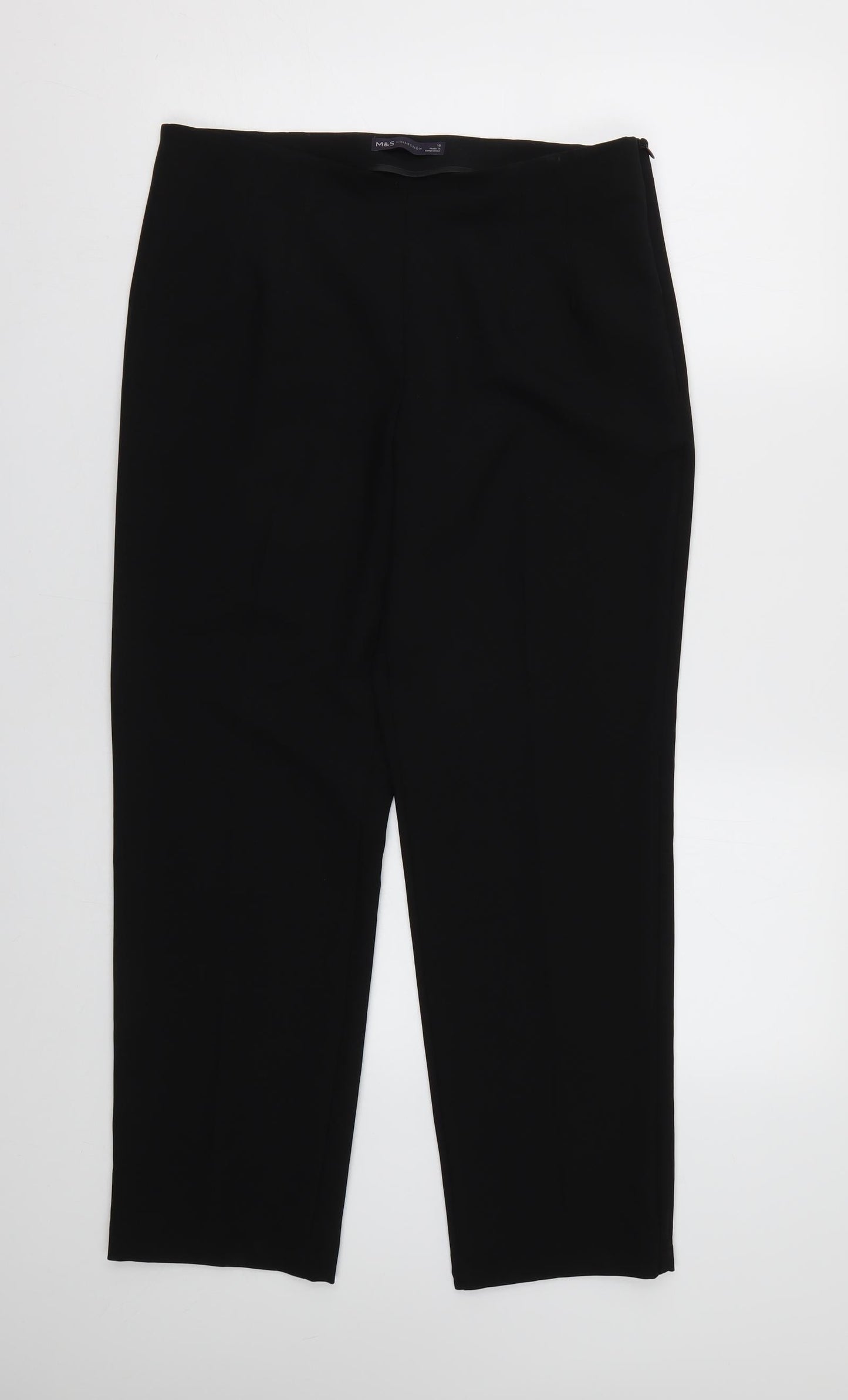 Womens UK Size 12 M&S Regular Fit  Black Trousers