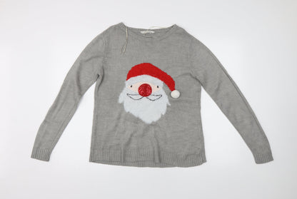 Womens UK Size M Peacocks Grey Pullover Jumper