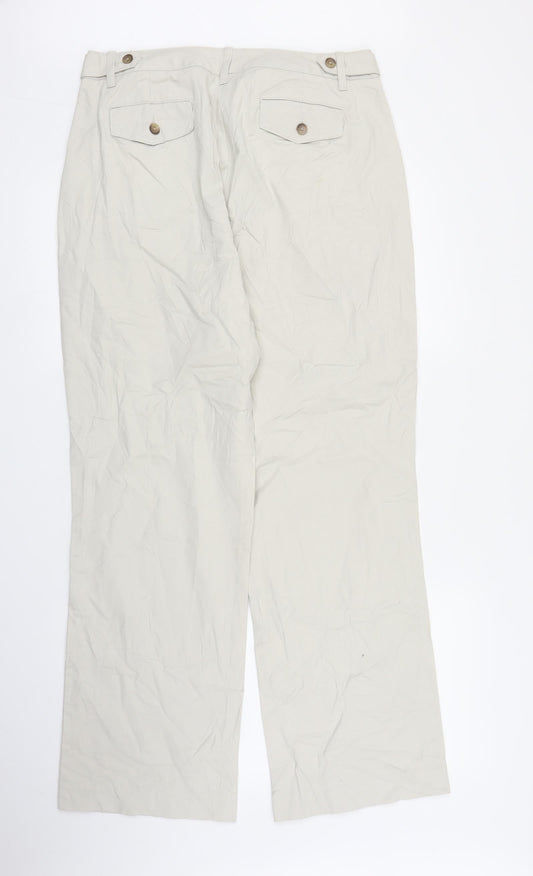 Womens UK Size 12 Lands' End Regular Fit Carpenter Beige Trousers