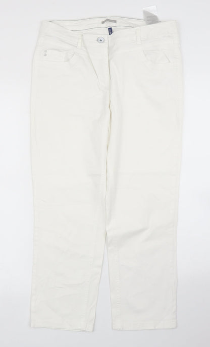 Cecil Womens White   Pedal Pusher Trousers Size 30 in L23 in