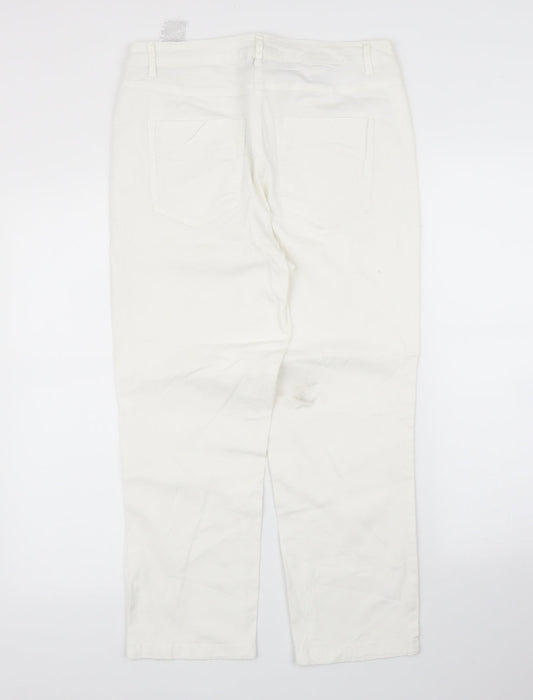 Cecil Womens White   Pedal Pusher Trousers Size 30 in L23 in