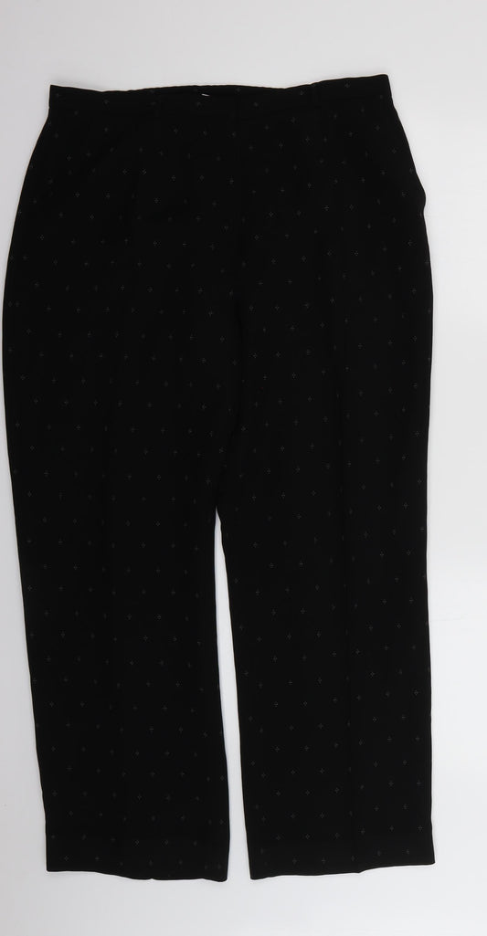 whimsy Womens Black Geometric  Trousers  Size 16 L26 in