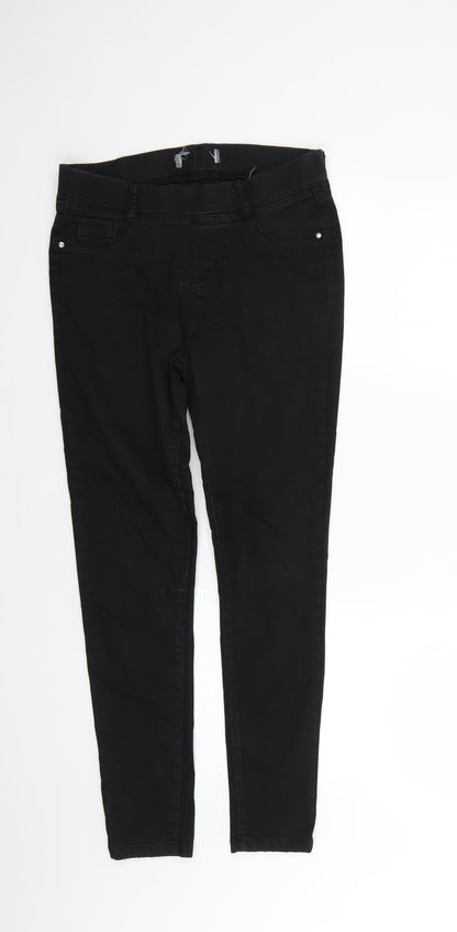 Womens UK Size 10 Preworn Regular Fit Mom Black Jeans