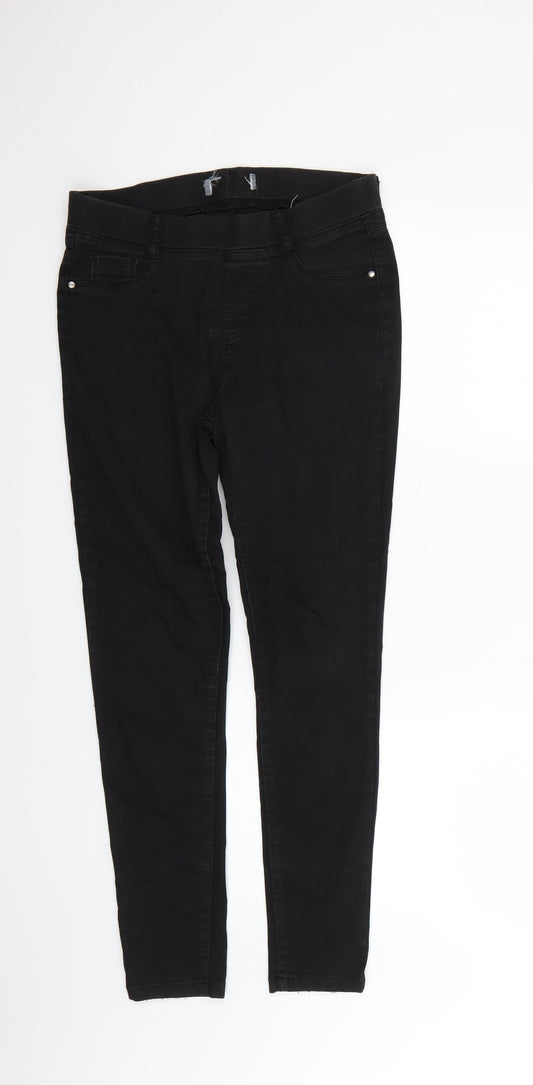 Womens UK Size 10 Preworn Regular Fit Mom Black Jeans