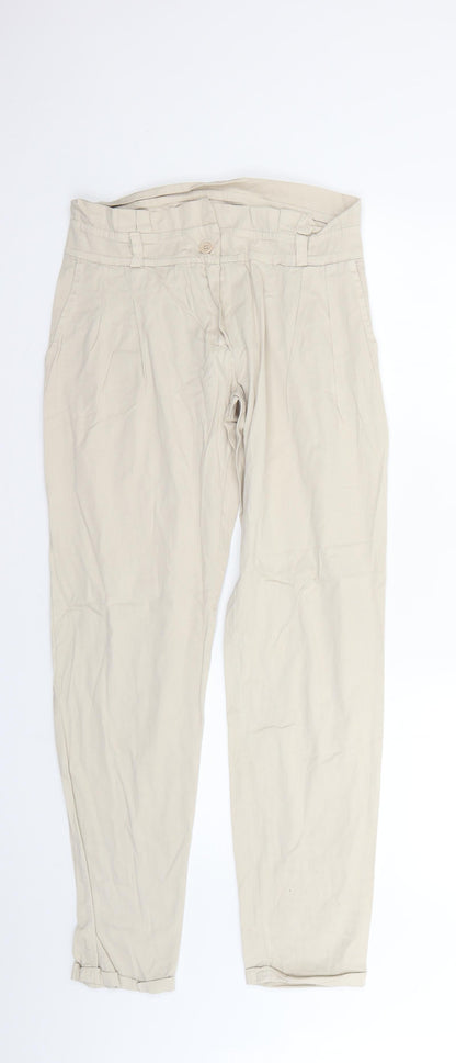 Womens UK Size M Preworn Regular Fit  Beige Trousers
