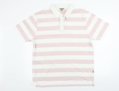 Hawkhead  Mens White Striped   Polo Size L