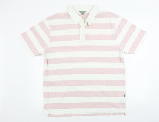 Hawkhead  Mens White Striped   Polo Size L