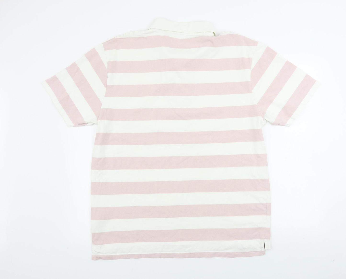 Hawkhead  Mens White Striped   Polo Size L