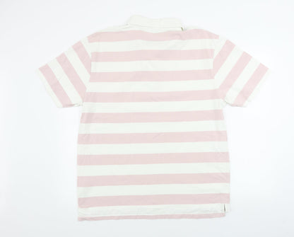 Hawkhead  Mens White Striped   Polo Size L