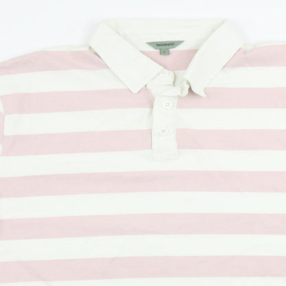 Hawkhead  Mens White Striped   Polo Size L