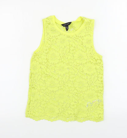 Womens UK Size 6 New Look Yellow Basic Tank