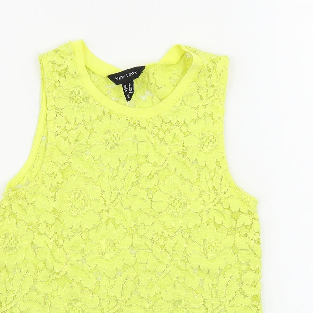 Womens UK Size 6 New Look Yellow Basic Tank