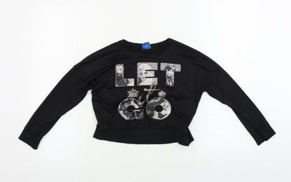 George Girls Black   Basic T-Shirt Size 8-9 Years