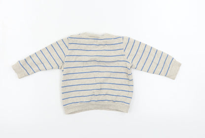 F&F  Boys Beige Striped  Pullover Jumper Size 9-12 Months