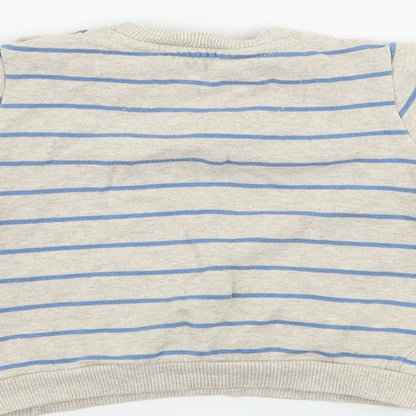 F&F  Boys Beige Striped  Pullover Jumper Size 9-12 Months