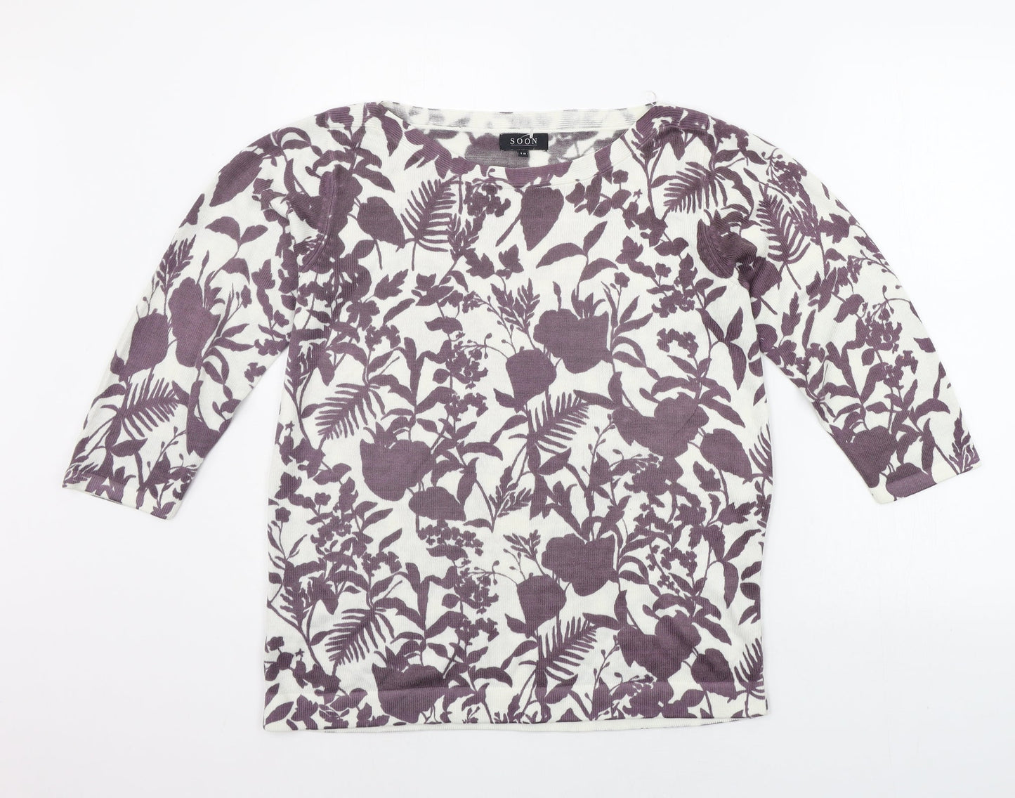 Soon Womens Purple Floral  Pullover Hoodie Size 12