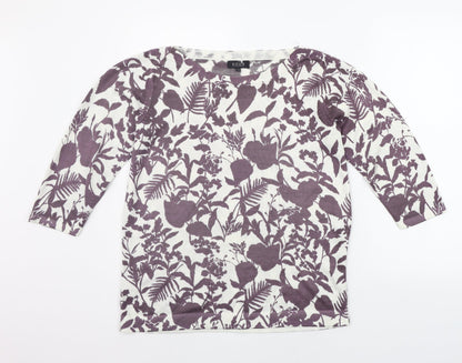 Soon Womens Purple Floral  Pullover Hoodie Size 12