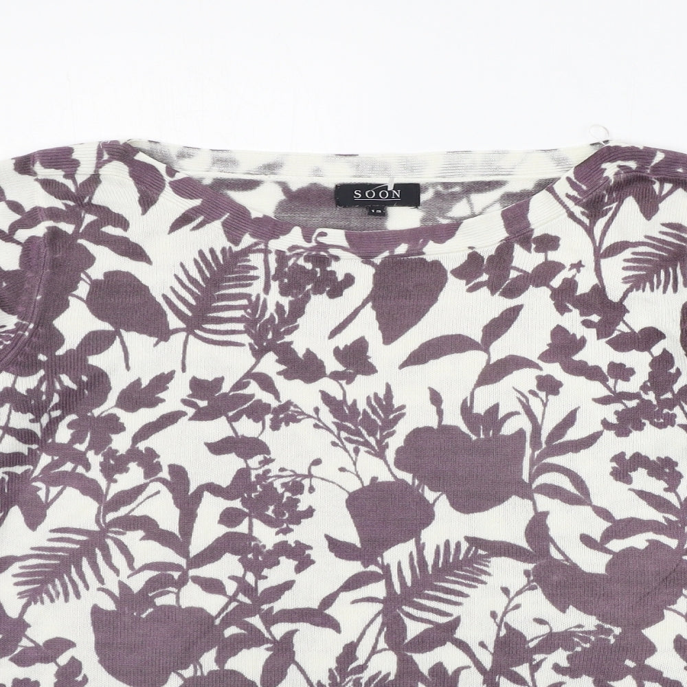 Soon Womens Purple Floral  Pullover Hoodie Size 12