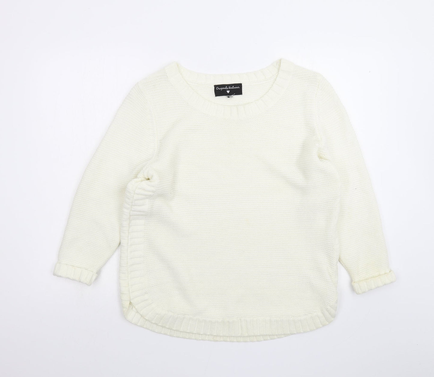 Womens UK Size XS Preworn White Pullover Jumper