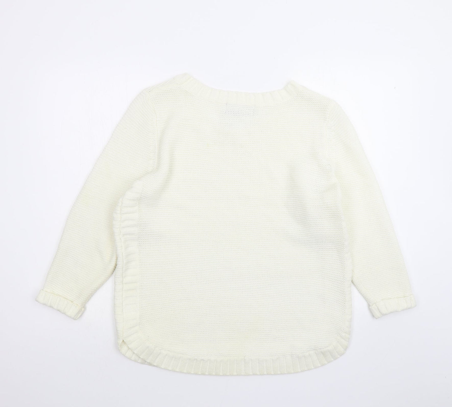 Womens UK Size XS Preworn White Pullover Jumper