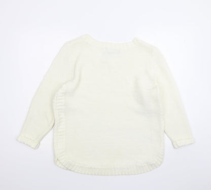 Womens UK Size XS Preworn White Pullover Jumper