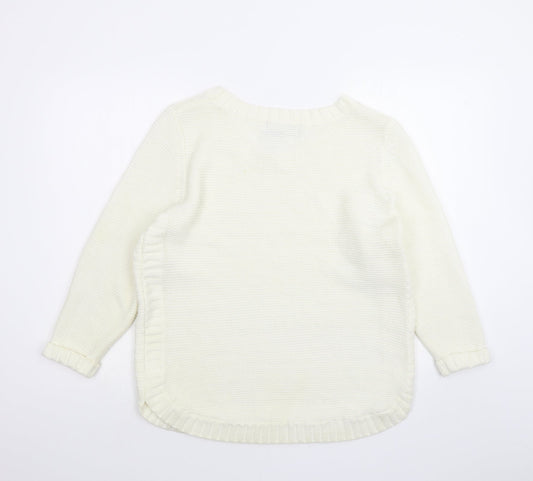 Womens UK Size XS Preworn White Pullover Jumper