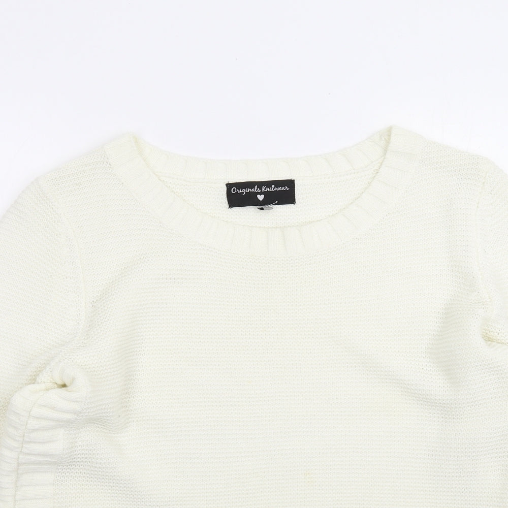 Womens UK Size XS Preworn White Pullover Jumper
