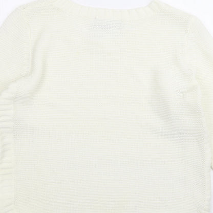 Womens UK Size XS Preworn White Pullover Jumper