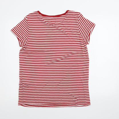 George Womens White Striped  Basic T-Shirt Size M