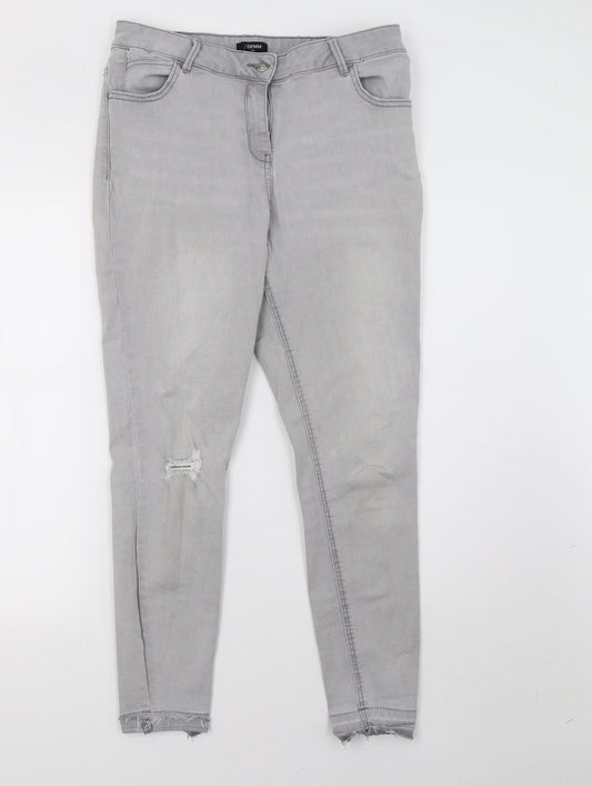 Matalan Womens Grey  Denim Skinny Jeans Size 14 L29 in