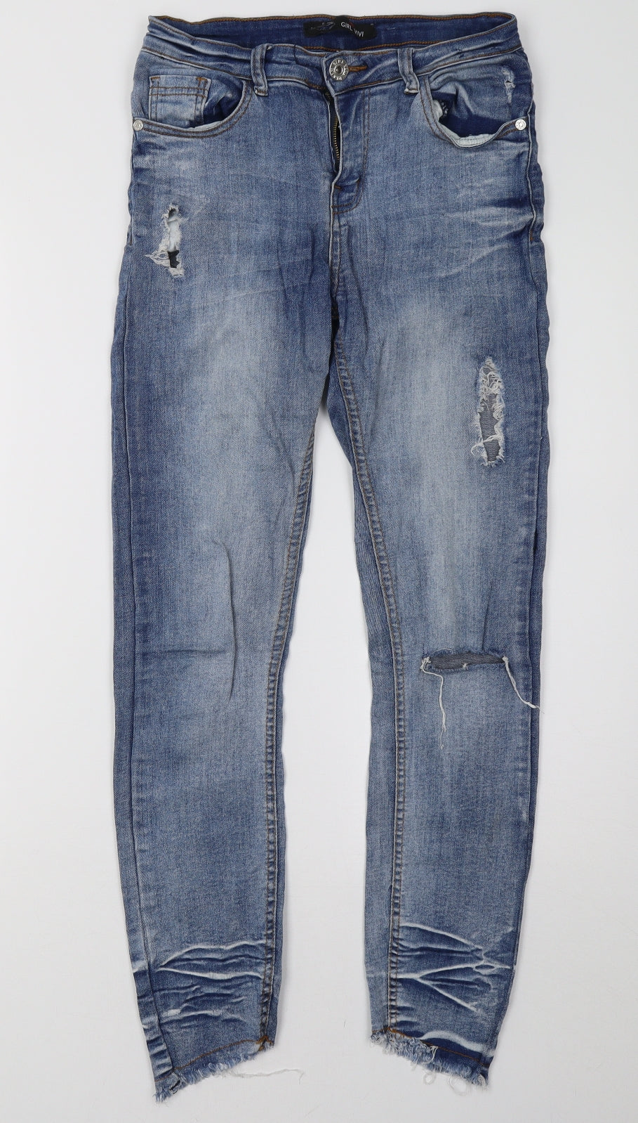 Womens UK Size 8 GIRL VIVI Regular Fit Skinny Blue Jeans