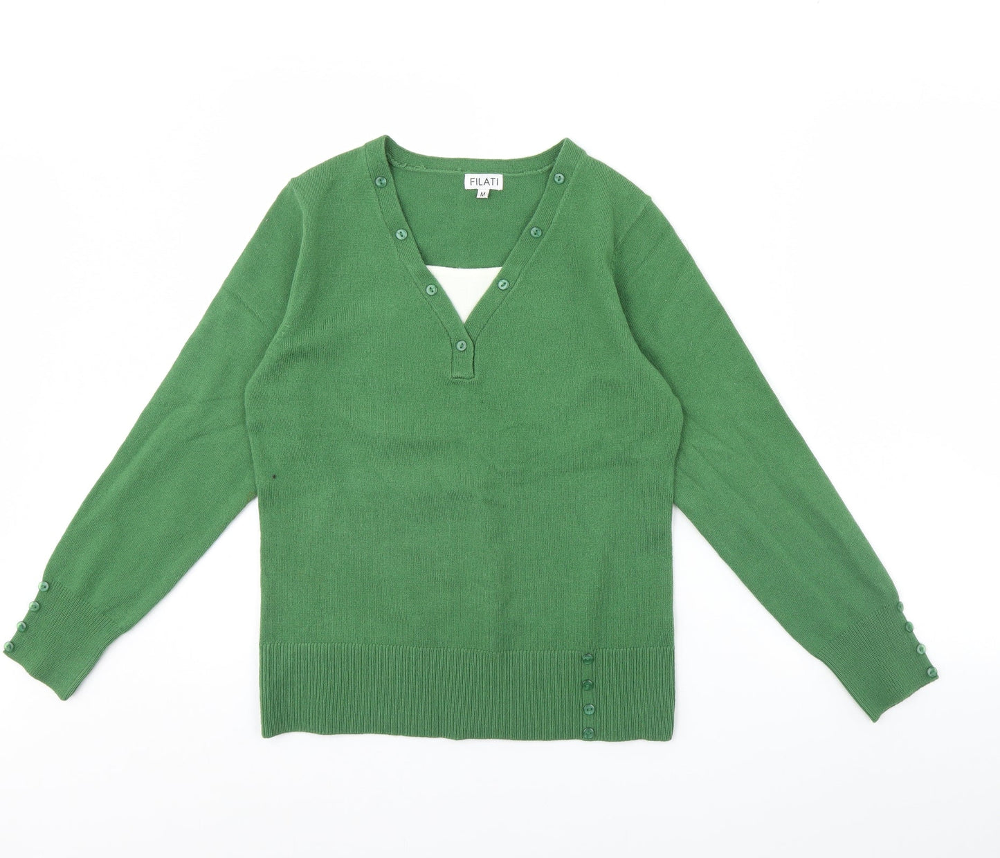 Womens UK Size M Filati Green Pullover Jumper