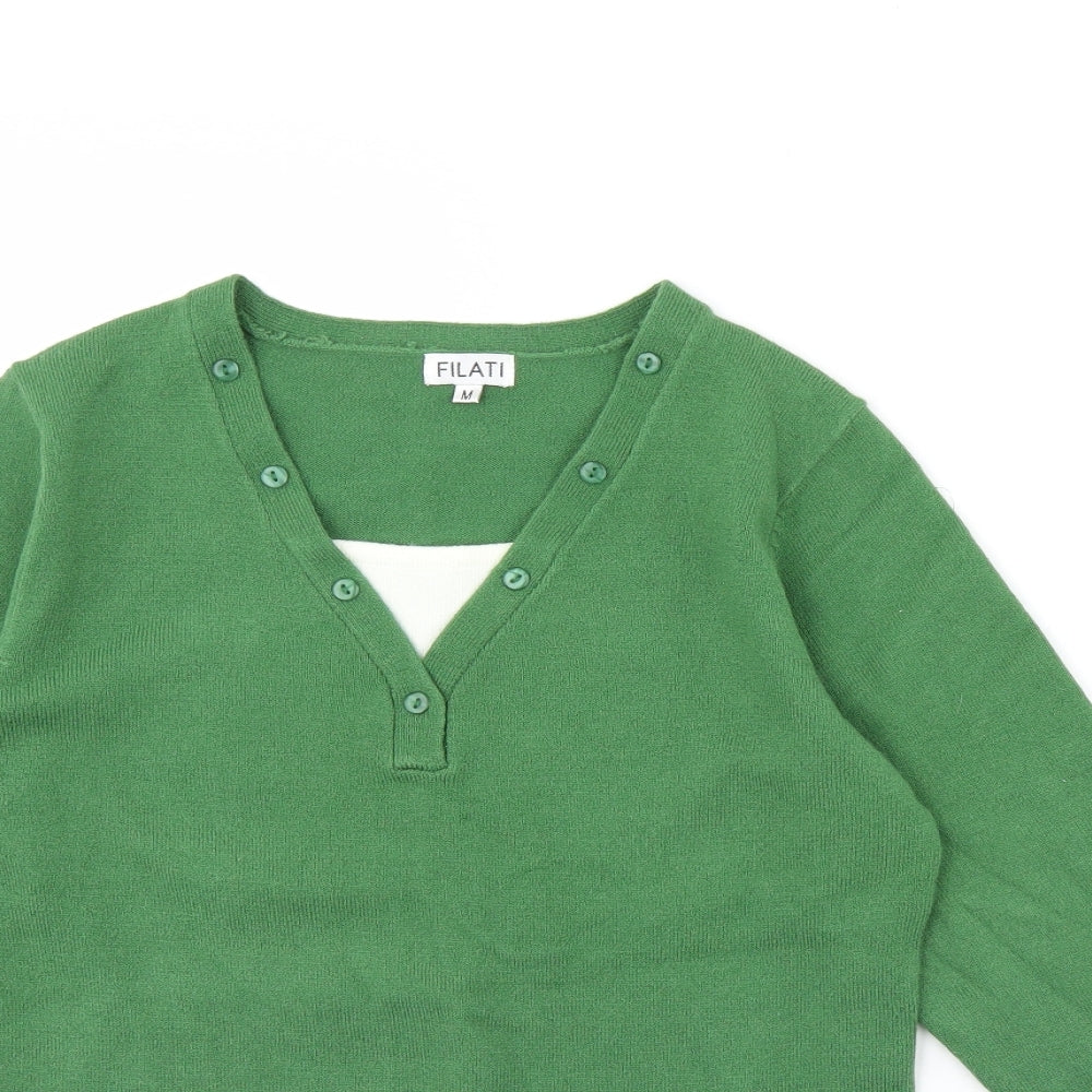 Womens UK Size M Filati Green Pullover Jumper