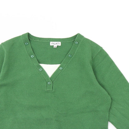 Womens UK Size M Filati Green Pullover Jumper