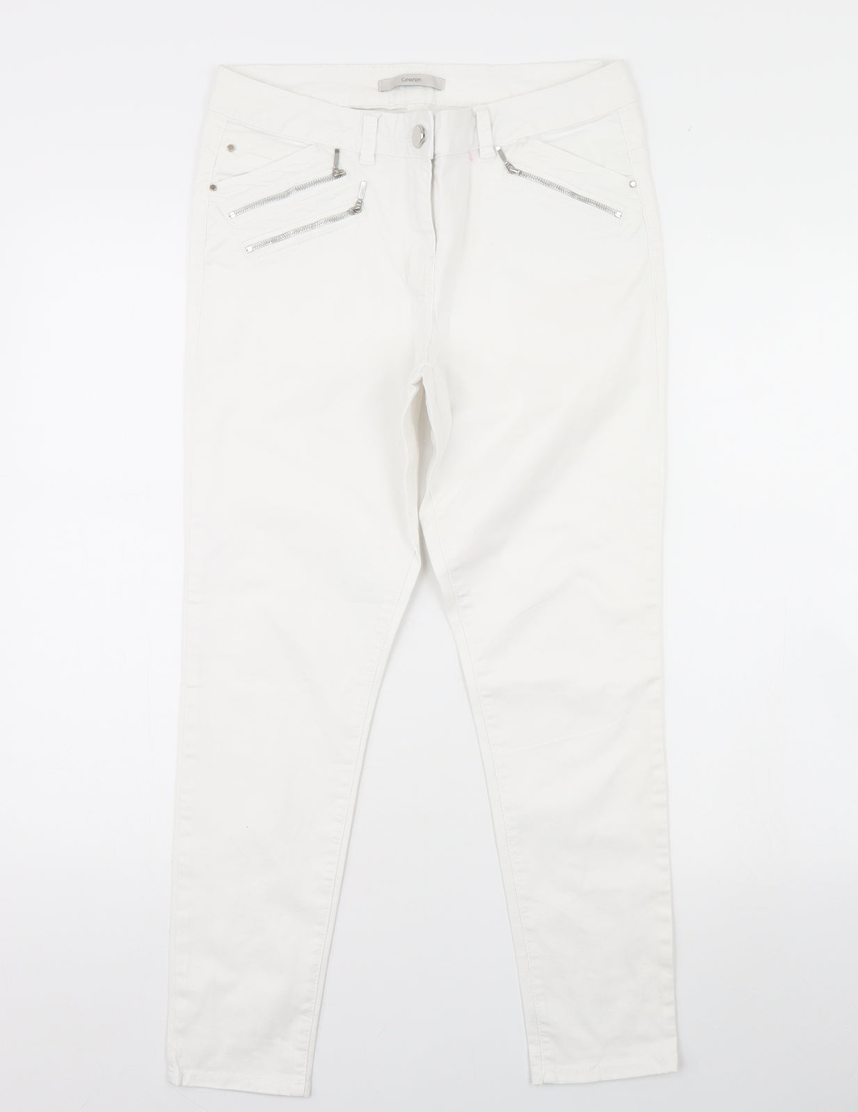 George Womens White  Denim Skinny Jeans Size 10 L28 in
